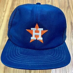 Vintage 1980's Houston Astros MLB Star Logo Blue Mesh Snapback Hat